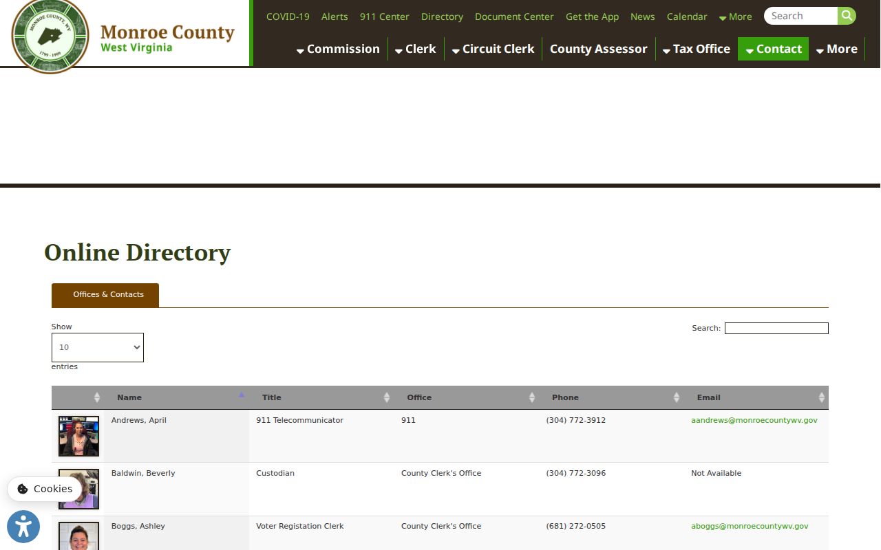 Monroe County property records directory for assessor, clerk, sheriff, and mapping contacts