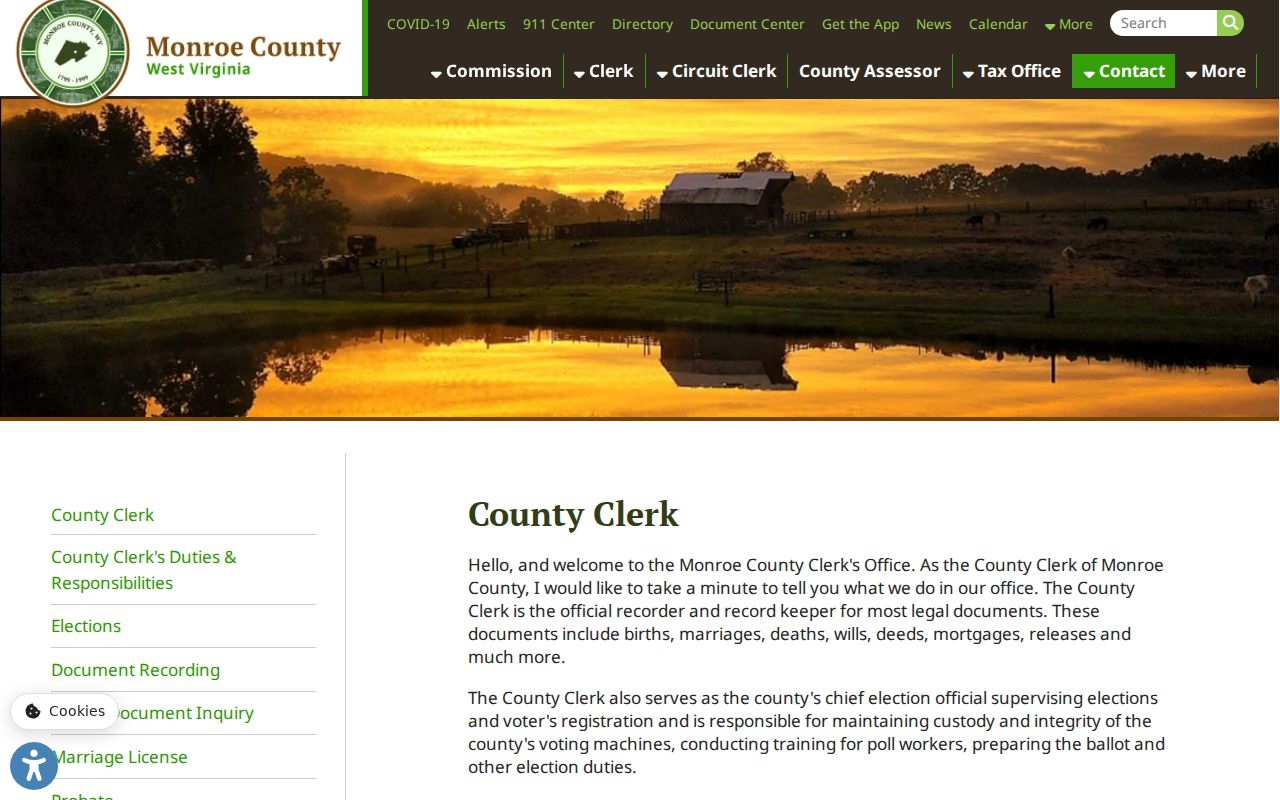 Monroe County property records custodian and deed recording information on the County Clerk page